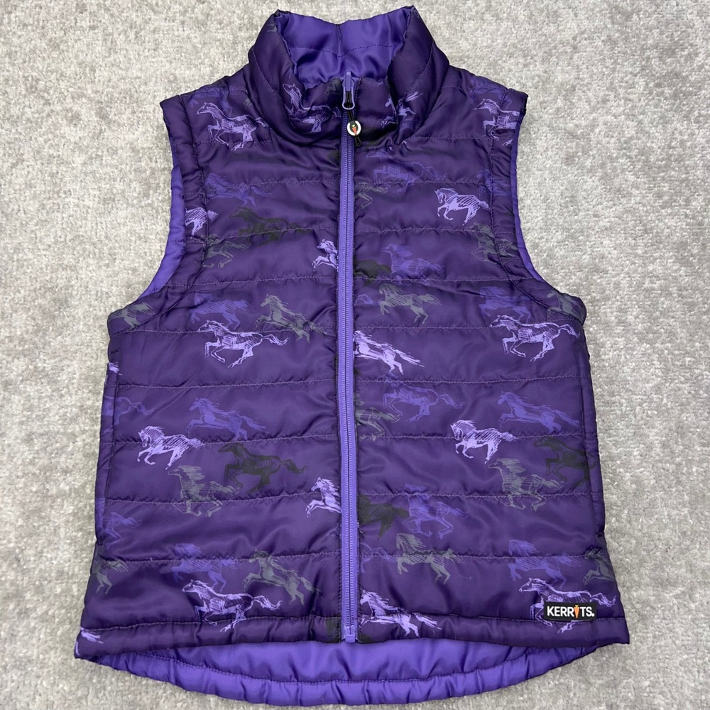Kerrits Puffer Vest Youth Medium Reversible Horse Equestrian Western Outerwear